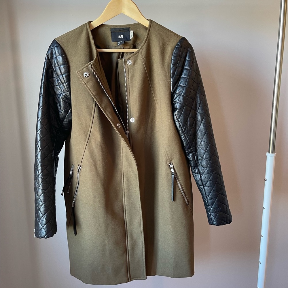 HM Fall Faux Leather Sleeve Jacket | SIZE 8